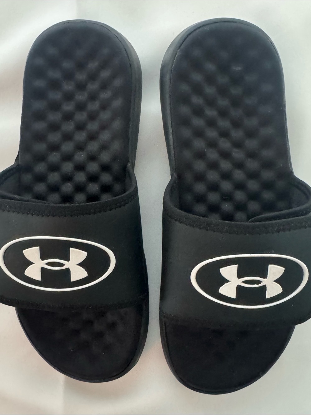 Under Armour Kids Black Slide Sandals with White Logo